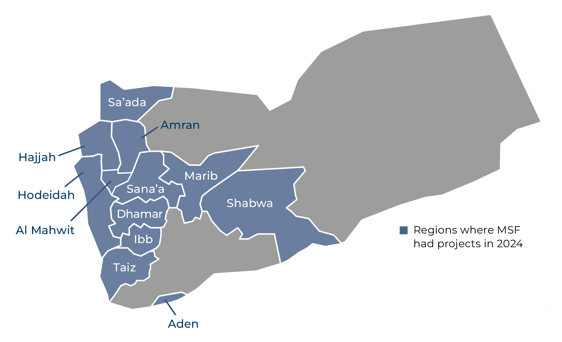 Kaart die aantoont waar AZG actief was in 2024