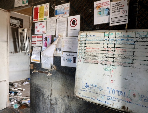 The whiteboard shows that the hospital staff was active untill the very last minute